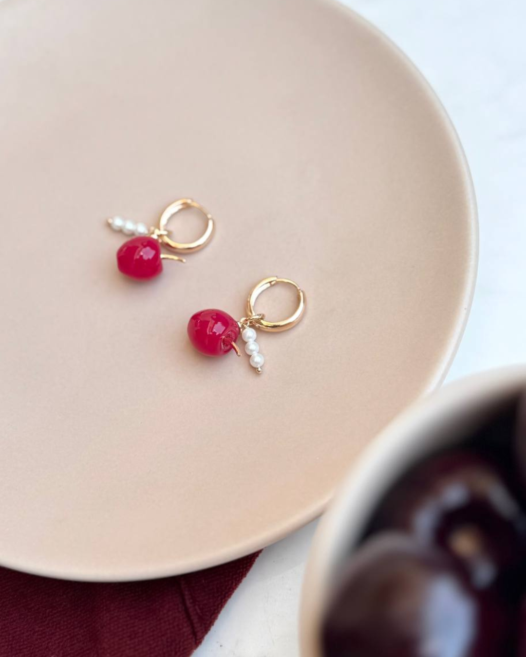 Boucles d’oreilles cerise